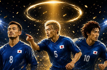 Illustration de joueurs japonais nommés au Ballon d'Or.