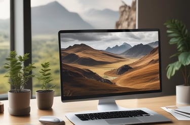 A welcoming workspace with a laptop, notebook, and a cup of coffee inviting connection.