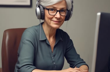 A cozy home studio with a microphone, headphones, and a guitar leaning against the wall.