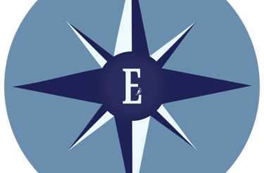 a compass rosette with the letter e in the middle of the image