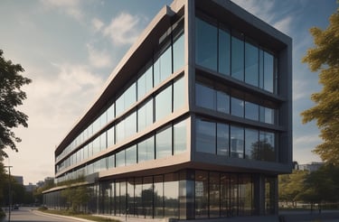 Modern office reception area with a friendly staff member ready to assist visitors.