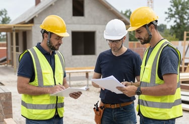 des artisans discutant de l'évolution des travaux
