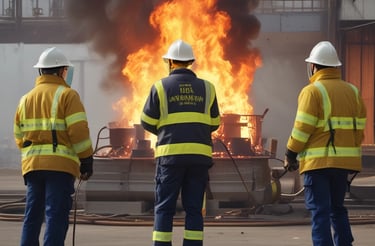 Display of various fire prevention and safety equipment in a store.