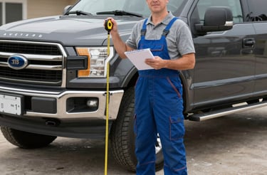 A friendly technician smiling while holding a toolbox in front of a newly remodeled home.