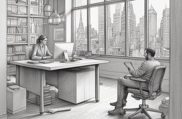 A modern office space with a clean design.