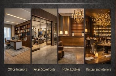 a hotel lobby with a large chandelier and a chandelier