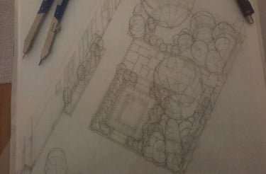 Creating an axonometric drawing view of a front garden design