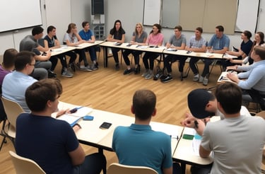 Students attentively learning aura-vastu techniques during a workshop