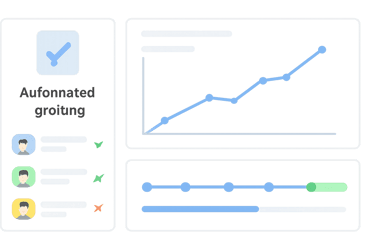 Screenshot of an educational software dashboard showing automated grading features, student progress charts, and learning timelines.