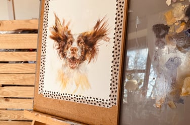 A painting of a springer spaniel on canvas paper