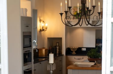 Rustic kitchen dining table at Finca Santa Katerina