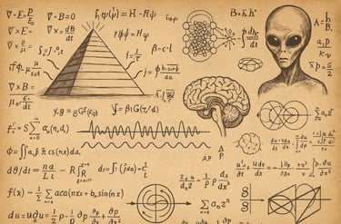 Alien origin story schematic used for education in a writing masterclass course on Udemy.