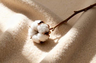 A close-up texture shot of the eco-friendly fabric for "The Cashmere Edit" pouch.