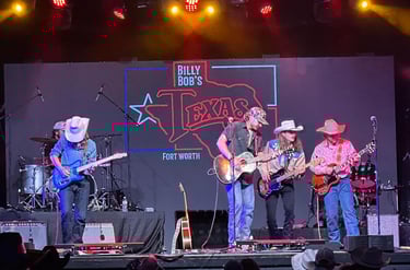 a band of musicians performing at a concert