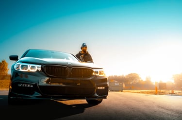 Black BMW car photography w/ @urieye at Cars & Coffee meet at Porsche Charlotte Northlake.