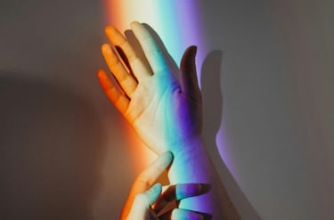 Rainbow of light showing different colours on the spectrum