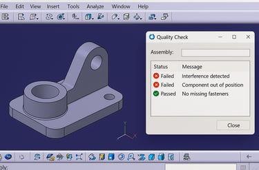 Image depicting CATIA CAA tool for validating components in an assembly