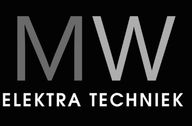 Logo van MW Elektra Techniek met de initialen 'MW' in grijstinten en de tekst 'ELEKTRA TECHNIEK' in witte letters.