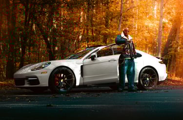 White Porsche Panamera 4s w/ Alvin C. Jacobs Jr. car photography.