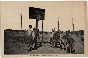 World War 1 Training Camp Basketball Game Photo Card