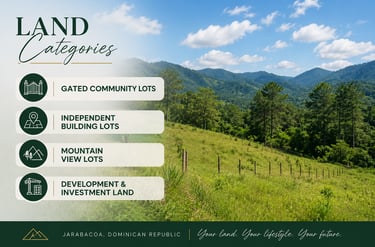 Land for sale in Jarabacoa Dominican Republic featuring gated community lots, independent lots