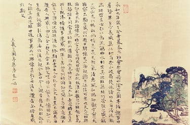 Caligrafía china original «Prefacio del Pabellón de la Orquídea» (兰亭集序) en escritura corriente sobre