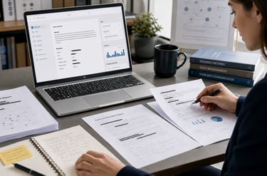 Persona analizando artículos publicados de ciberseguridad