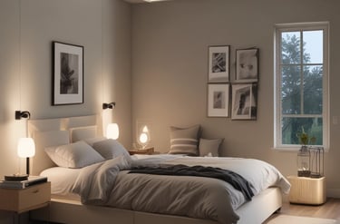 Modern dining area featuring a sleek table surrounded by stylish chairs