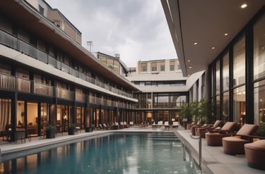 A vibrant gym interior with people working out, showcasing a modern fitness environment