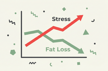 Infographic showing the Stress/Weight Loss Paradox