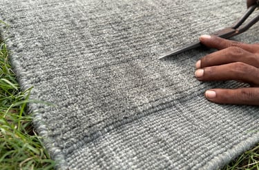 Carpet clipping/ finishing at Vezari Living workshop.