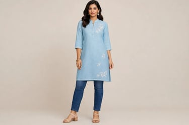 kurta with denim fusion look