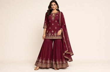 short kurta with sharara