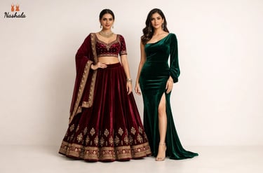 velvet lehenga or gown