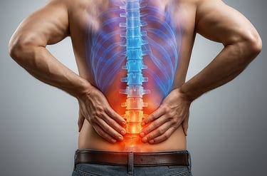 Visual of degenerative changes in spine leading to stenosis and nerve pinching.