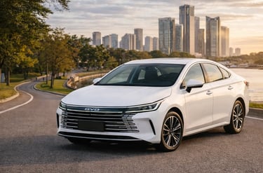 byd king 2026 sedan híbrido plug in em ambiente urbano moderno