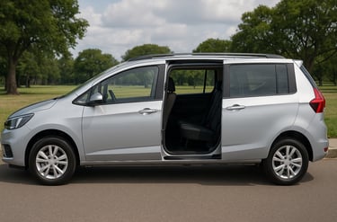 a silver van parked in a parking lot