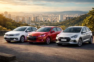 Hatchs mais roubados na região Sudeste 2025 como Volkswagen Gol, Chevrolet Onix e Hyundai HB20