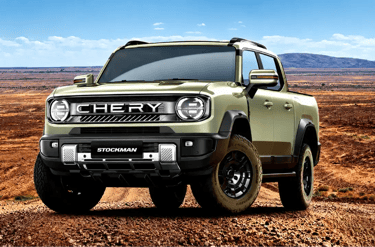 Chery Stockman híbrida a diesel em cenário desértico com visual robusto e off-road