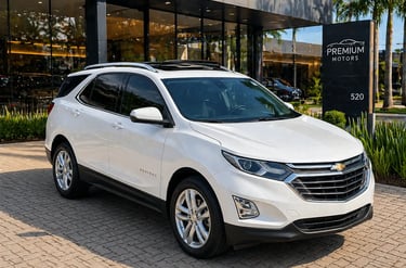 SUV de luxo Equinox 2018 em área externa mostra teto panorâmico e visual que supera carro popular