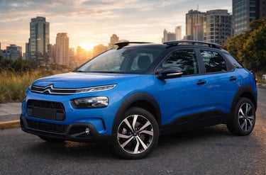 Citroën C4 Cactus 2019 Shine Pack azul em cenário urbano destacando SUV
