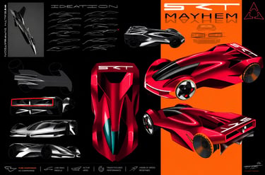 Conceito SRT Mayhem futurista com design agressivo criado por jovem designer