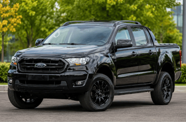 Ford Ranger Black usada com motor diesel fotografada em ambiente externo