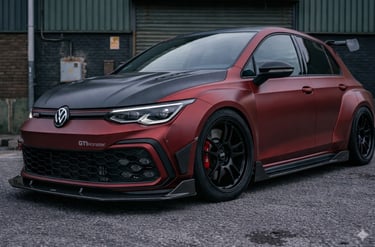 Golf GTI Monster widebody renderizado com visual agressivo e inspiração no GR Yaris