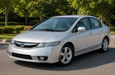 Honda Civic G8 prata de quatro portas com design moderno da era New Civic