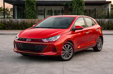 Hyundai HB20 2024 vermelho estacionado hatch compacto design atualizado