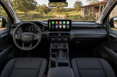 Interior da Toyota Hilux 2027 com painel digital
