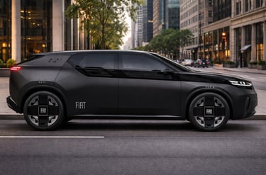 Fiat GigaPanda preto fosco em cidade durante lançamento fiat 2026