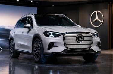 SUV elétrico Mercedes GLC L EV 800 Nm 800V em apresentação em showroom moderno