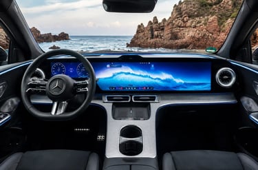 Painel digital gigante em carro Mercedes com tela panorâmica integrada